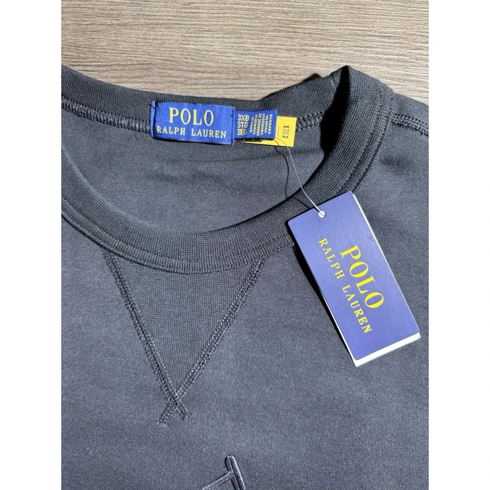 Polo Ralph Lauren Big Pony Genuine Leather Logo Crewneck Sweatshirt 3XB NWT